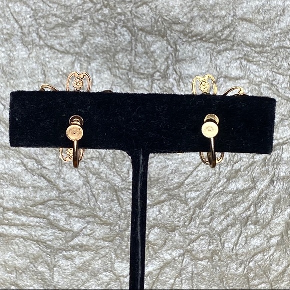 Vintage Copper w/ Purple Crystal Flower Screw Back - Picture 3 of 6